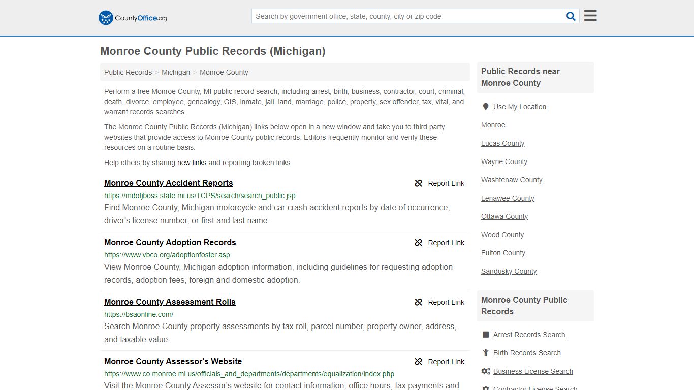 Monroe County Public Records (Michigan) - County Office